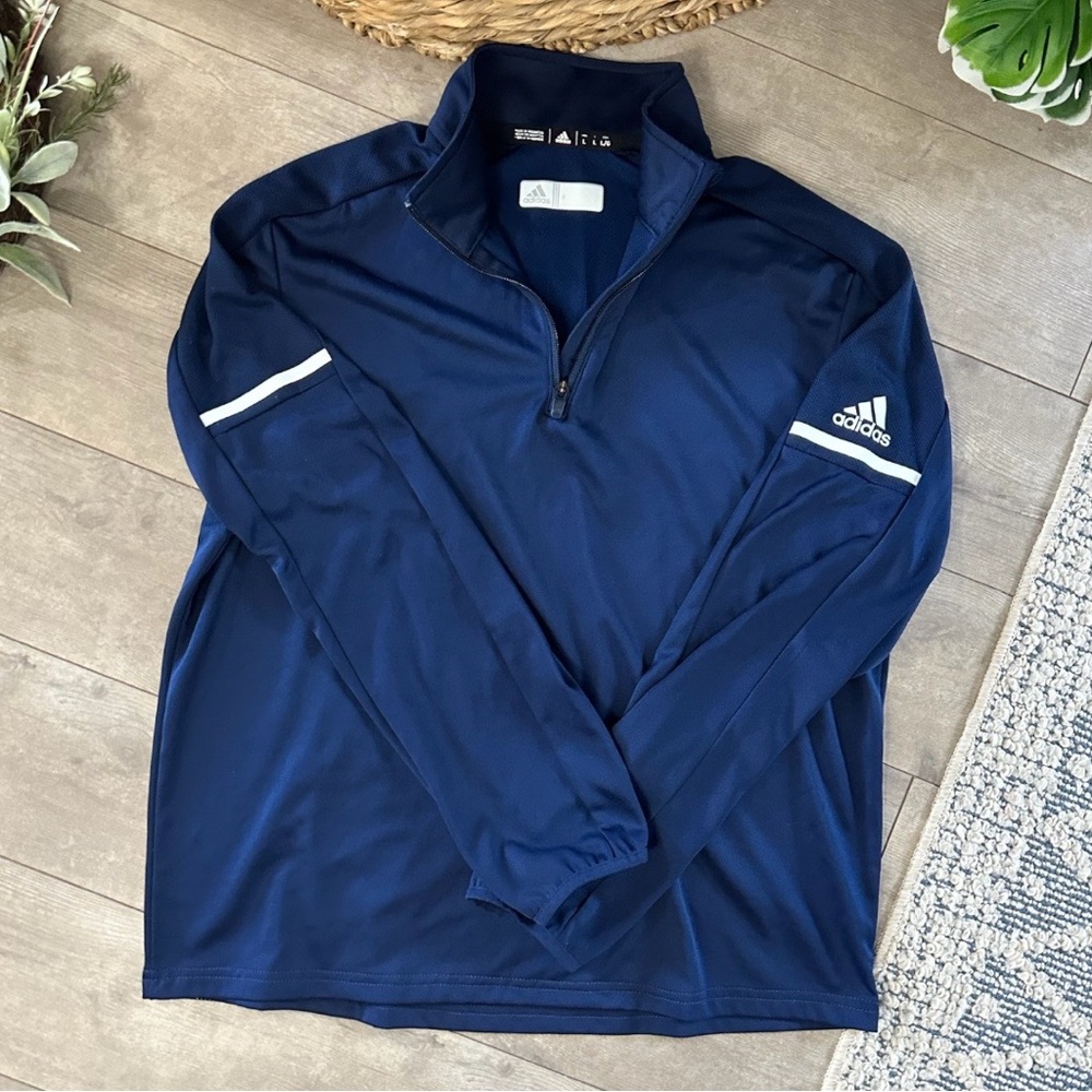 Y2k Adidas Blue Performance Pullover Quarter-Zip … - image 2